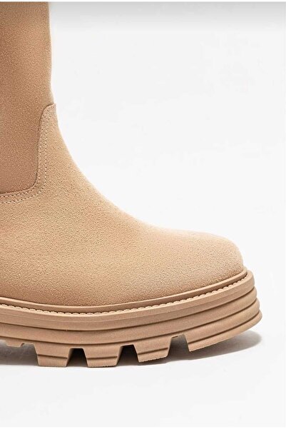 Rugano Tete Naturel Süet Deri Kadın Günlük Bot