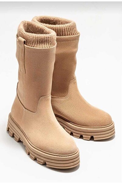 Rugano Tete Naturel Süet Deri Kadın Günlük Bot