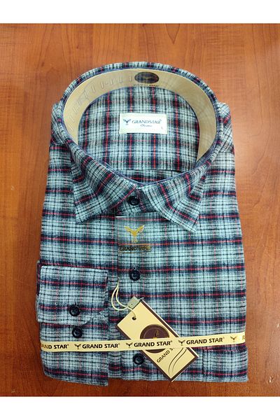 Grand Star DAYNOGLU 100% WOOL LONG SLEEVE POCKET CLASSIC WINTER MEN'S SHIRT
