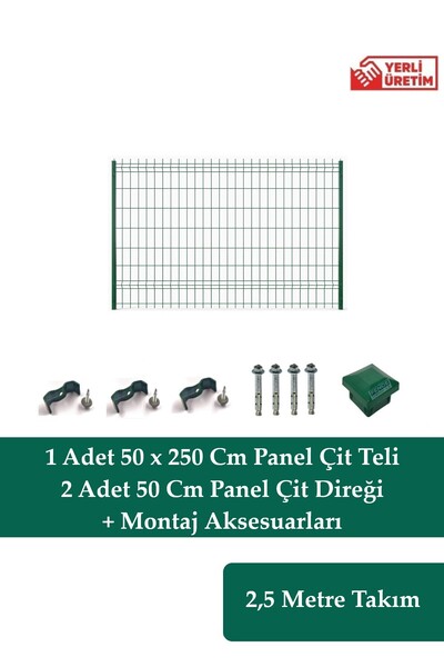 Fence Company 50 Cm X 250 Cm Panel Çit Takım | Yeşil ( Aksesuarlar Dahil )