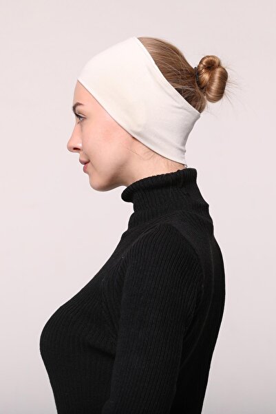 Altobeh Women's Combed Cotton Seamless Hijab Bandana Bone Sports Hair Band-cream
