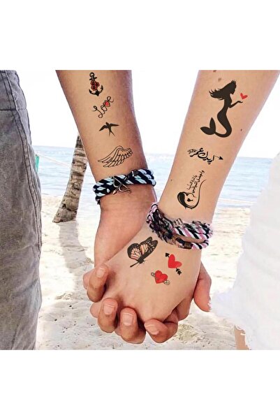 Mecit Tuhafiye YAZI KALP KANAT LOVE VÜCUT KOL GEÇİCİ DÖVME