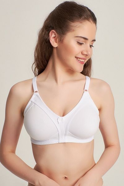 Pemilo Sutien din bumbac pieptănat fără fir pentru femei 30501, cu căptușeală nesusținută, alb