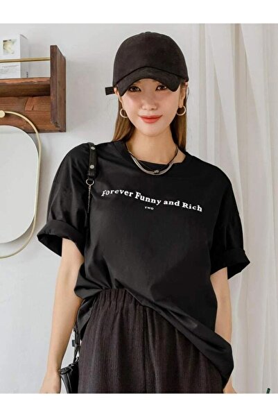 over head oh Tricou oversize cu imprimeu Funy And Rich de damă
