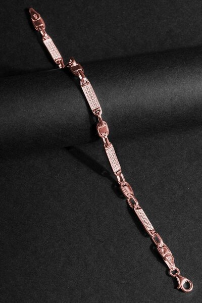 Takıdepo Taşlı Walter Model Gümüş 5,80 Mm Genişlik Bileklik - Rose Rengi