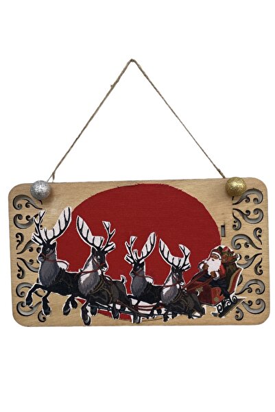BAE ATOLYE Christmas Santa and Deer New Year Door Ornament with Wood Burning ...