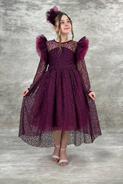 ABİYEKİDS Rochie de seară pentru copii, stil dantelă, model înger, rochie de ...