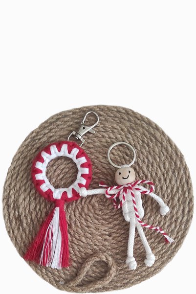 nftart.design Christmas Themed Ring & Baby 2-Piece Macrame Charm Keychain/Bag Charm