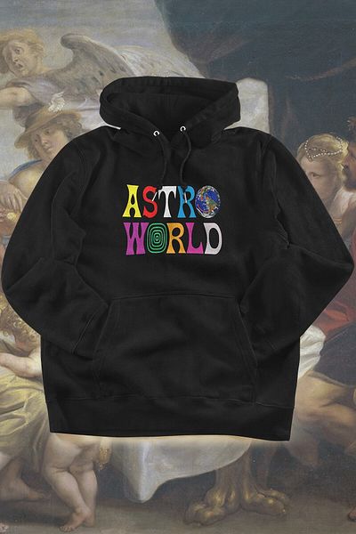 Grove Fashion Travis Scott Astroworld Font Hooded Two Thread Raster Oversize Sweatshirt Hoodie