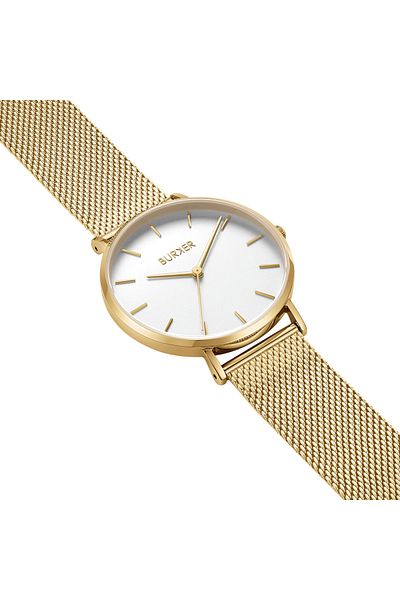 Burker Damenuhr Rubin Gold Weiß