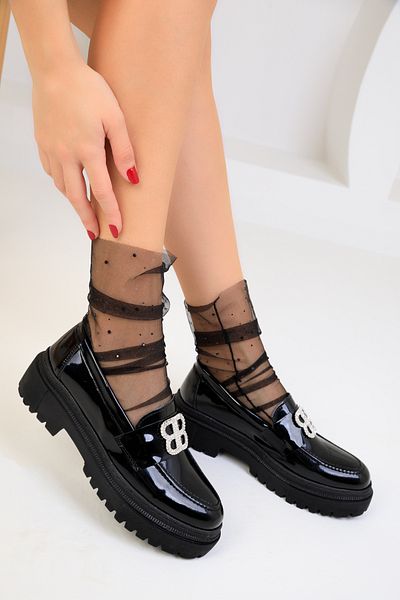 SOHO Black Patent Leather Women's Casual Shoes 18650