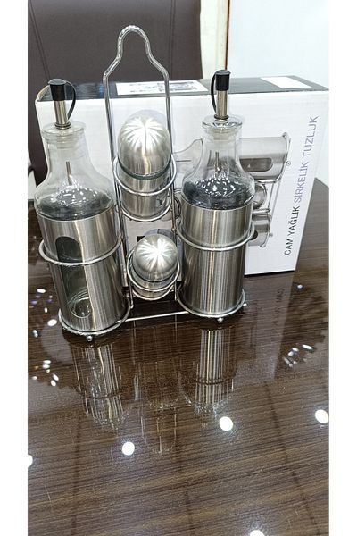 DEKOR ZÜCCACİYE HOME 4-Piece Glass Oil Bowl Vinegar Spice Bowl