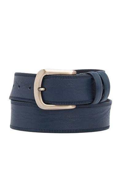 Tergan Navy Blue Leather Men's Belt 00308p4ı