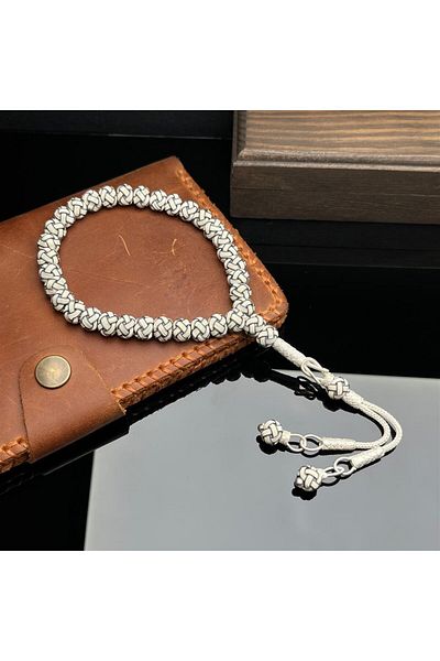 dergah tesbih Silver Rosary - Kazaz Hand Knitted