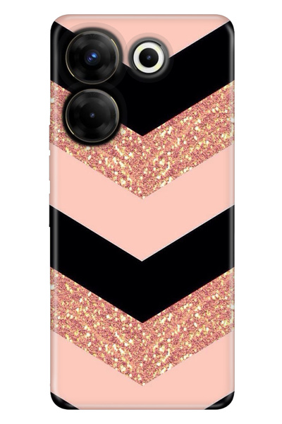 TECNO Camon 20 Pro 4g Uyumlu Kılıf Silikon Desenli Tam Koruma Resimli Kapak Simli Pullu Mermer