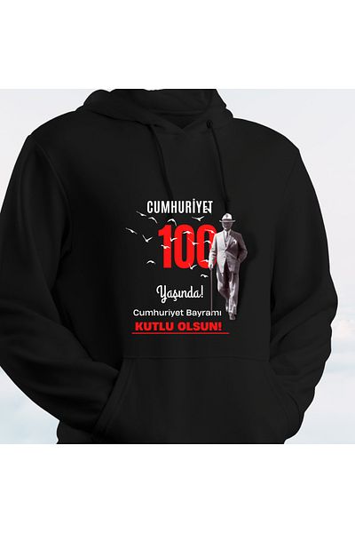 LecaTTe Φούτερ με στάμπα 100 ετών με μαύρη κουκούλα