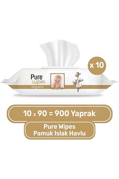 Pure Baby منشفة مبللة من القطن العضوي 10×90 (900 ورقة)