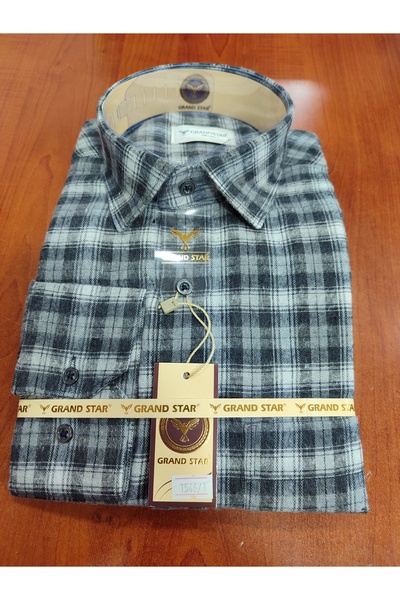 Grand Star DAYNOGLU 100% WOOL LONG SLEEVE POCKET CLASSIC WINTER MEN'S SHIRT