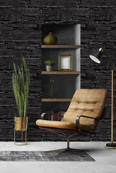 Bien Duvar Kağıtları Zümrüt Exclusive 7630 Taş Desen Siyah Premium 3 Boyutlu ...