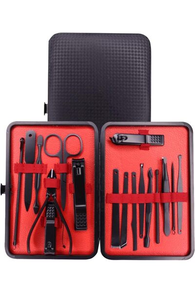 Adaptoll 17 Parça Çantalı Manikür seti, manikür pedikür seti, tırnak makası, ...