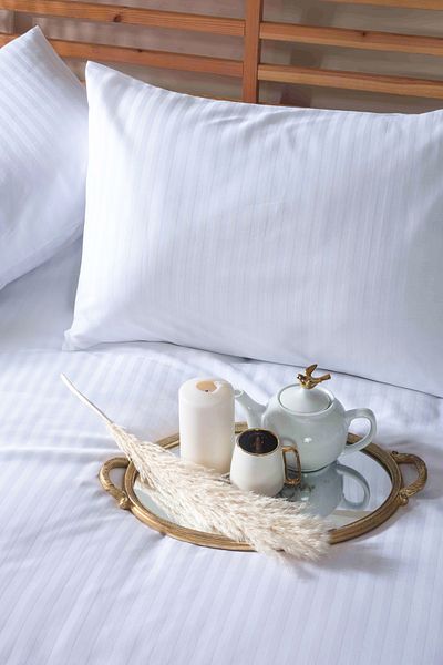 Salbace 100% Cotton Satin Striped Double Bedding Set