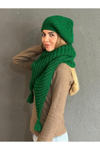 Gönülden Tasarım SET DE ŞAL GÂTĂ BĂRĂ TRICOTAT MANUAL FEMEI