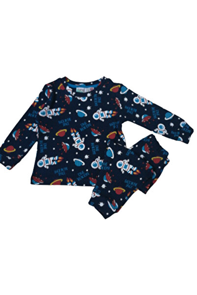 İsobel Erkek Çocuk %100 Pamuklu Uzay Temalı Lacivert Uzun Kollu Fitilli Pijam...