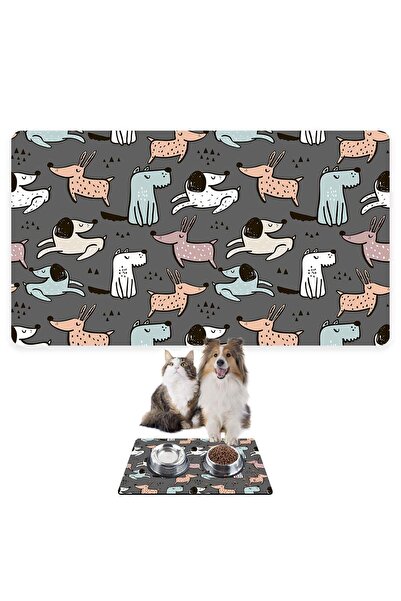 Monnhein بساط تغذية الحيوانات الأليفة بالطعام والماء، قماش ماص مقاوم للماء سه...