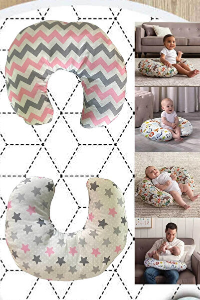 RevuBaby Ροζ διπλής όψης 100% βαμβακερό μαξιλάρι θηλασμού και μαξιλάρι στήριξης μωρού