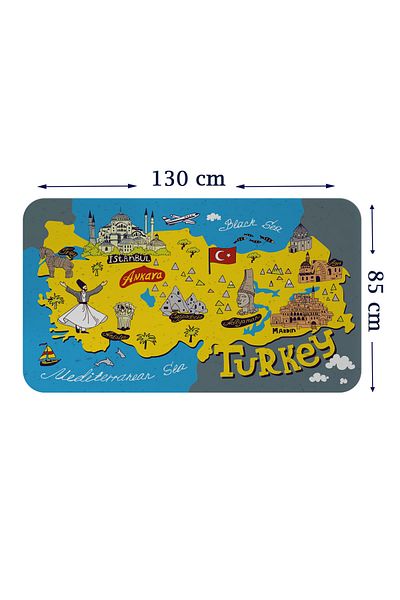 BENJO Educational and Instructional Children's Room Türkiye Map Wall Sticker-85x130-3881