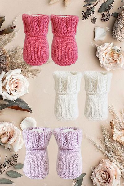 EFFE Pack of 3 Cotton Knitted Booties