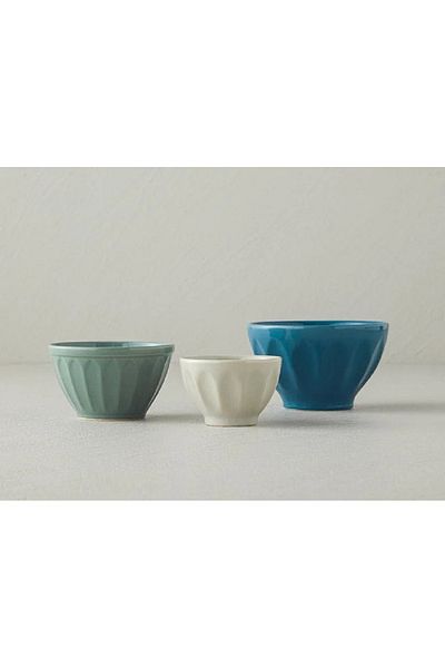 English Home Nude Ceramic 3-Piece Bowl 7-9- Gray-green-blue