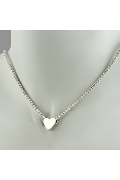 CADI BOUTİQUE قلادة فاخرة مضادة للتشويه على شكل قلب رمادي من حجر الزركون