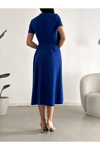 ModaLy Moda ΕΥΚΑΙΡΙΚΟ ΚΡΕΠ ΥΦΑΣΜΑ ΜΠΛΕ ΧΡΩΜΑ ΜΙΖΟ ΚΟΝΤΟ ΜΑΝΙΚΙ ΒΡΑΔΙΝΟ ΦΟΡΕΜΑ ΜΕ ΜΥΣΤΙΚΗ ΤΣΕΠΗ GL-624 582110
