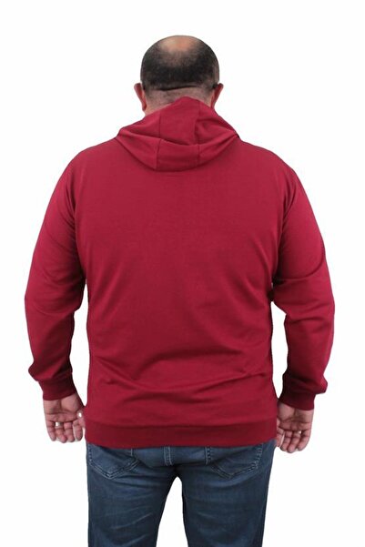 Starbattal Large Size Basic Seasonal Zippered Hooded Sweat 22751 Claret Red