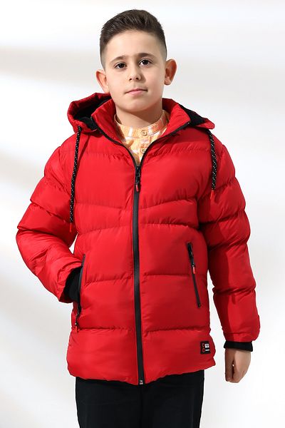 Talsmoda RED COLOR FUR INSIDE HOODED THERMAL CHILDREN'S MOUNT