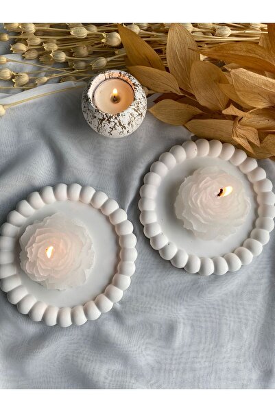 Dudo Baby 2'li Şakayık Mum ve Buble 2'li Dekoratif Tabak