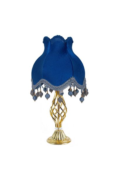 Dekovien Vintage Saks Blue Velvet - Lampshade Gold Metal Leg 30x50cm AB0765