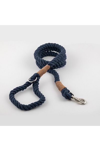 Lusi Doog Navy Blue Rope Dog Walking Collar Rainbow Themed Dog Bandana and Poop Bag Set