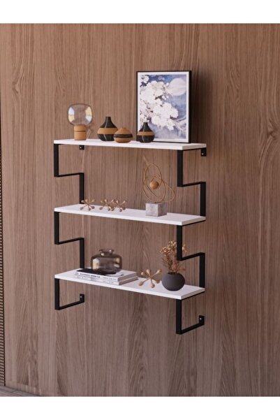 Mirayevim Kitaplık Duvar Rafı Z Model Beyaz
