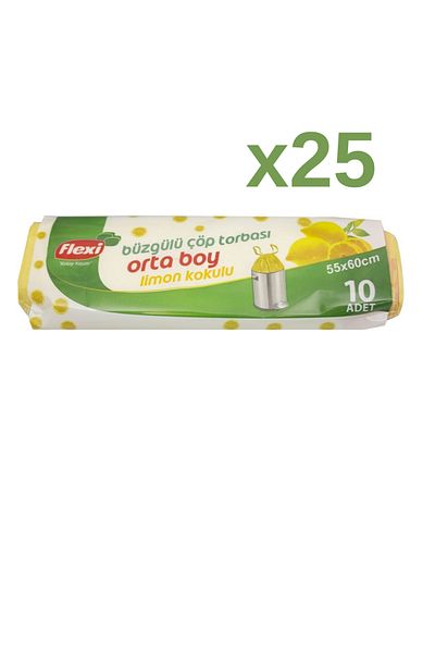 Flexi Drawstring Garbage Bag Lemon Scented Medium Size 25 Packs 1 Box