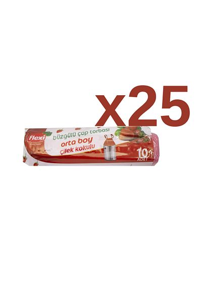 Flexi drawstring garbage bag strawberry scented medium size 25 packs 1 parcel