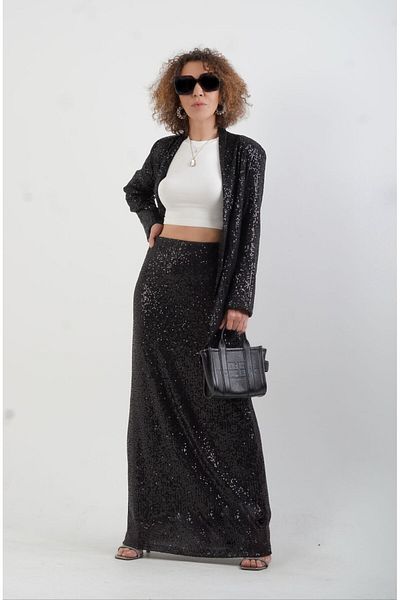 Zelish My Sister Black Sequin Sequin Jacket