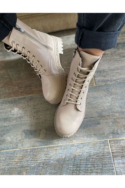 TRODONS Women's Boots with Lace-up Front Side and Zipper Detail