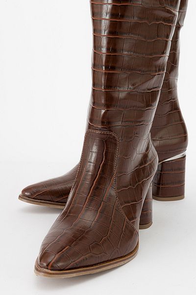 LuviShoes BELİS Tan Print Damenstiefel mit Absatz