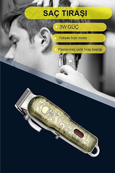 Uniquem Daling Kurukafa Dijital Profesyonel Tıraş Makinesi Berber