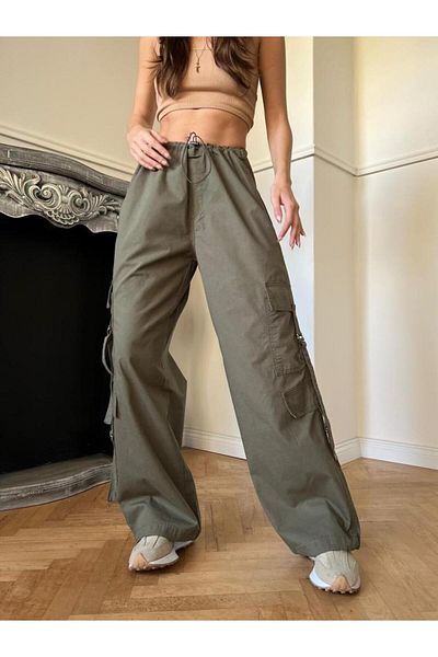 Gofeel Τζιν Χακί Baggy Cargo Washed