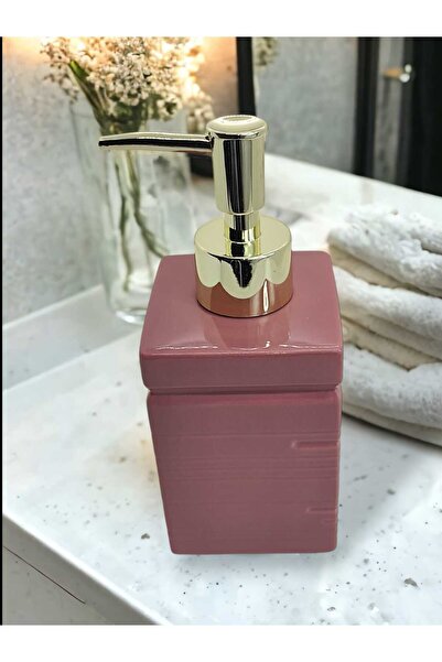 Mucha Box Lüks Porselen Pembe Banyo Mutfak Sıvı Sabunluk Bulaşık Deterjanlık ...