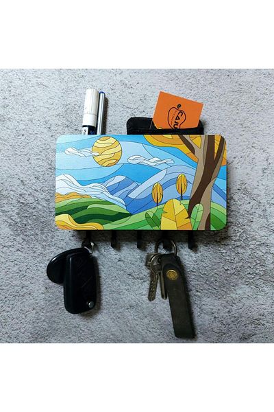 CajuArt Picture Themed Modern Decorative Wall Hanger - Keychain with Compartments
