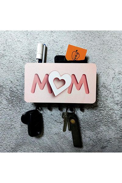 CajuArt Pink Mom Mother Written Compartmented Wall Hanger Decor